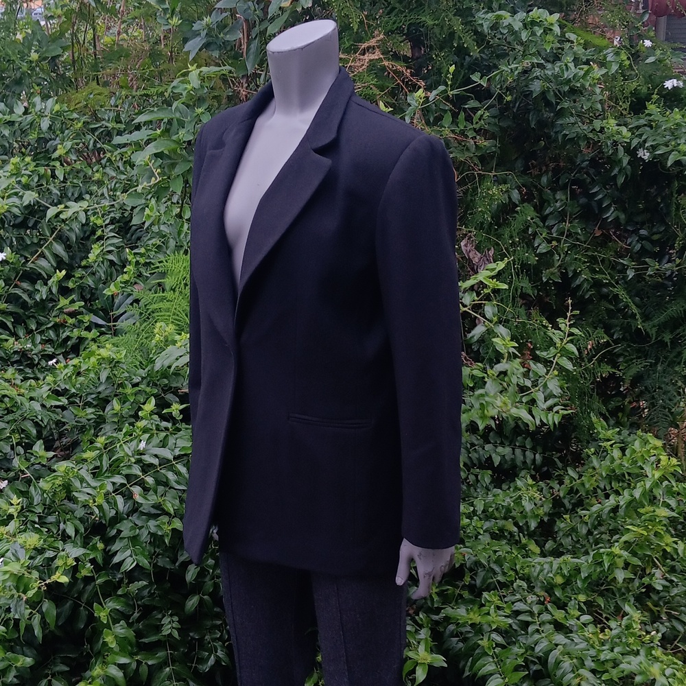 NORTON Mc NORTON PETITES LADIES PURE WOOLMARK  VINTAGE BLACK LUXURY BLAZER - Picture 6 of 17